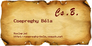 Csepreghy Béla névjegykártya